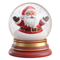 Santa Claus inside Snow Globe 3D icon cartoon round edges isolate on transparent background png