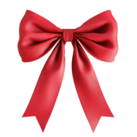 Red Bow and ribbon 3D icon isolate on transparent background png