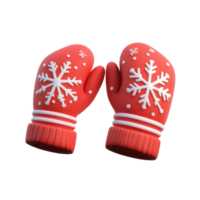 A pair of Christmas mittens 3D icon cartoon smooth soft light isolate on transparent background png