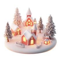 Christmas village 3D icon cartoon smooth soft light isolate on transparent background png