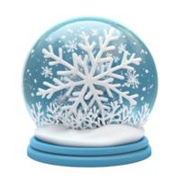Snowflake inside Snow Globe 3D clay style round edges bright isolate on transparent background png