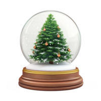 Christmas tree inside Snow Globe 3D icon cartoon round edges isolate on transparent background png