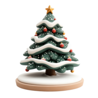 Chrismas tree with snow 3D icon clay style vibrate color isolate on transparent background png