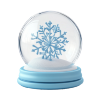 Snowflake inside Snow Globe 3D icon cartoon round edges isolate on transparent background png
