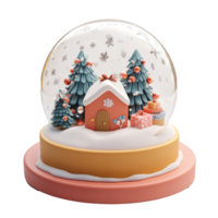 Gift box inside Snow Globe 3D clay style round edges bright isolate on transparent background png