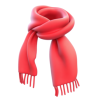 Red winter Scarf 3D icon cartoon smooth soft light isolate on transparent background png