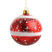 Christmas ball with snow hanging 3D icon cartoon round edges isolate on transparent background png