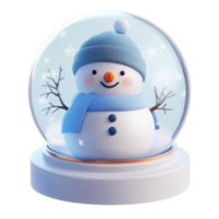Cute snowman inside Snow Globe 3D icon cartoon round edges isolate on transparent background png