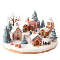Christmas village 3D icon isolate on transparent background png