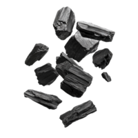 Black Charcoal Pieces on Transparent Background png
