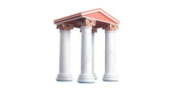 Red pediment with three columns on transparent background png