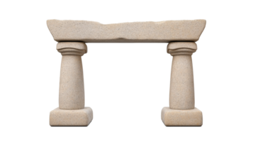 Beige stone lintel with columns on transparent background png