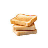 Pile of golden toast slices on transparent background png