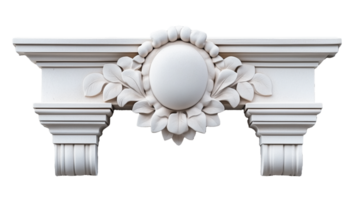 Decorative white architectural molding on transparent background png