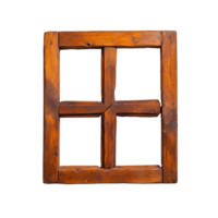 Dark stained wooden window frame on transparent background png