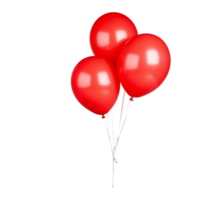 Three red balloons floating on transparent background png