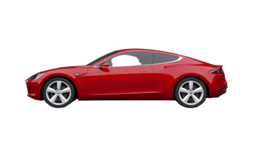 Side profile of red coupe car on transparent background png