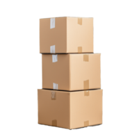 Stack of cardboard boxes with tape on transparent background png
