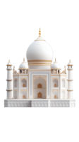 Detailed Taj Mahal model with intricate architecture on transparent background png