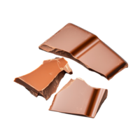 Broken chocolate pieces isolated on transparent background png