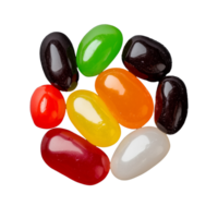 Assorted colorful jelly beans isolated on transparent background png