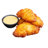 Fried chicken fillets with dipping sauce isolated on transparent background png