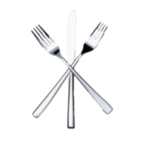 Fork and knife crossed together isolated on transparent background png