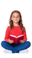 Smiling girl with book isolated on transparent background png