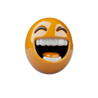 3D smiling face emoji with open mouth isolated on transparent background png