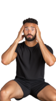 Man with surprised expression holding head isolated on transparent background png