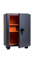 Secure metal safe with open door isolated on transparent background png