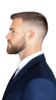 Man in formal suit profile view isolated on transparent background png