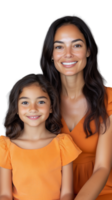 Smiling mother and daughter in casual clothes isolated on transparent background png