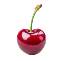 Fresh red cherry with stem isolated on transparent background png