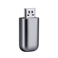 Compact silver USB flash drive isolated on transparent background png
