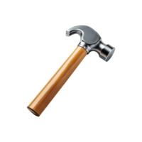 Wooden handle hammer on transparent background png