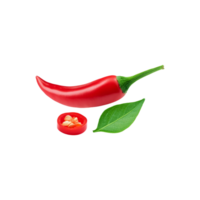 Whole red chili with slice on transparent background png