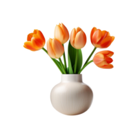 Tulip flower vase on transparent background png