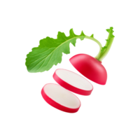 Fresh sliced red radish on transparent background png