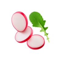 Fresh sliced red radish with leaf on transparent background png
