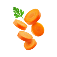Fresh sliced carrot with leaf on transparent background png