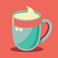 A cup of coffee with whipped cream on top vector