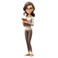 Adventurous Girl with Books Exploring New Worlds in Imagination png