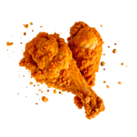 Crispy Fried Chicken Drumsticks With Crunchy Crumbs Floating on the Mid-Air png