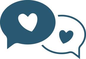 Icon of two chat bubbles with heart symbols. vector