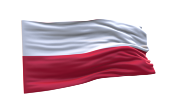 Poland Flag 3d render waving fabric textured clipart transparent background image png