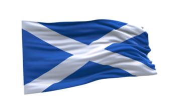 Scotland Flag 3d render waving fabric textured clipart transparent background image png