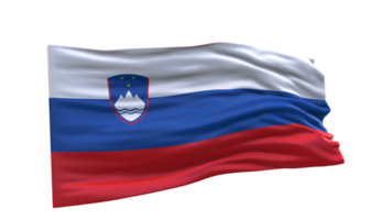 Slovenia Flag 3d render waving fabric textured clipart transparent background image png