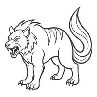 Roaring Tiger Outline Design vector