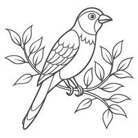 Minimalist Bird on Tree Branch Art vector